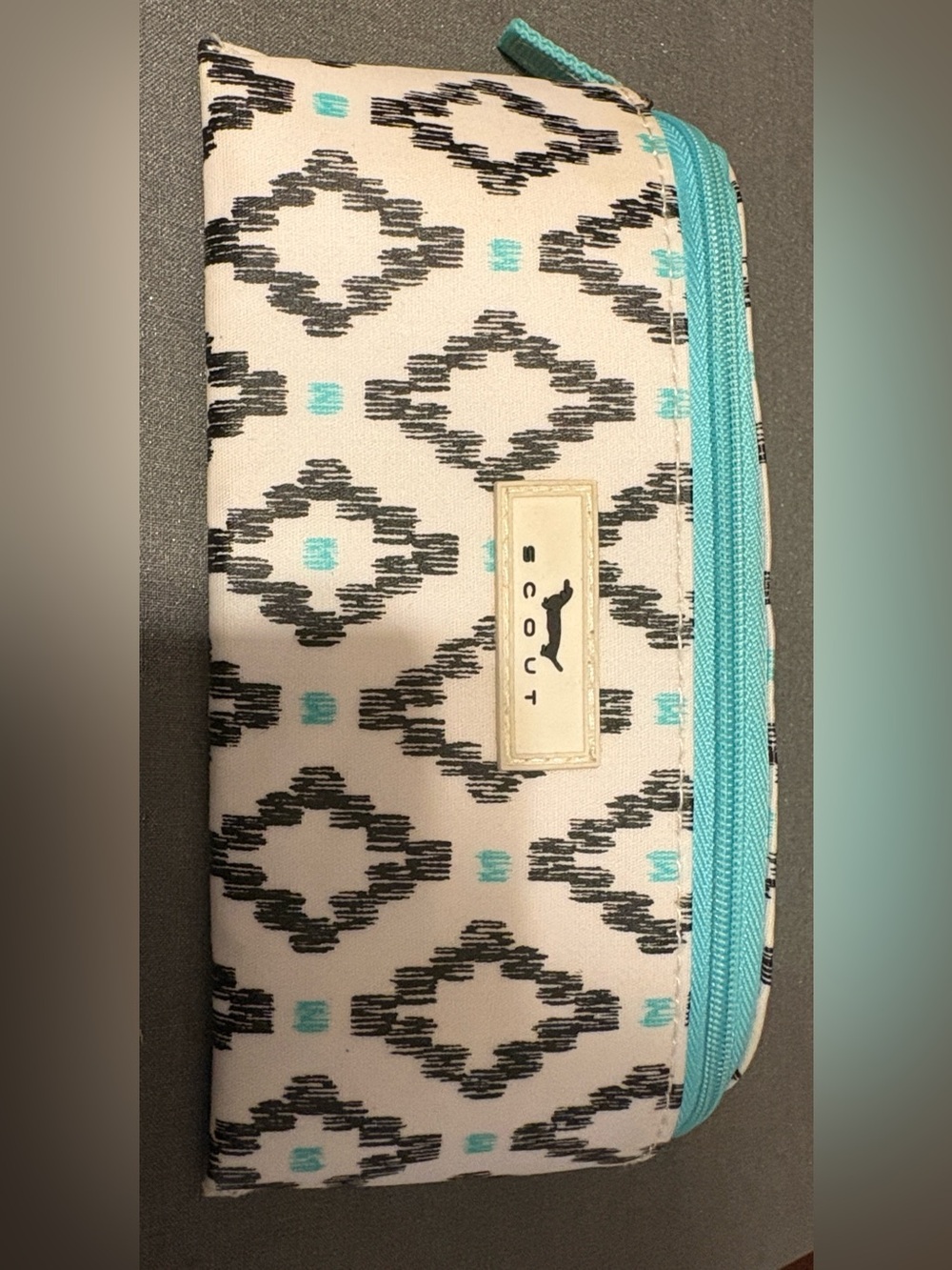 Scout Teal, Black & White Geometric Cosmetic Eyeglass Case